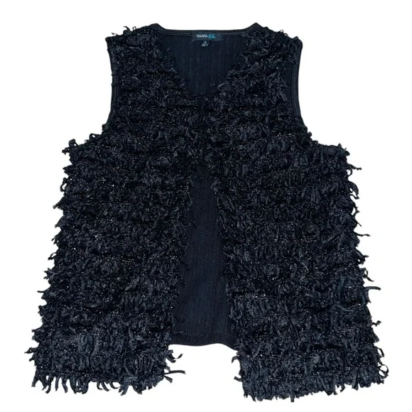 Takara Girls  Black Shimmery Vest With‎ Clip Sleeveless Size Medium - Picture 2 of 9